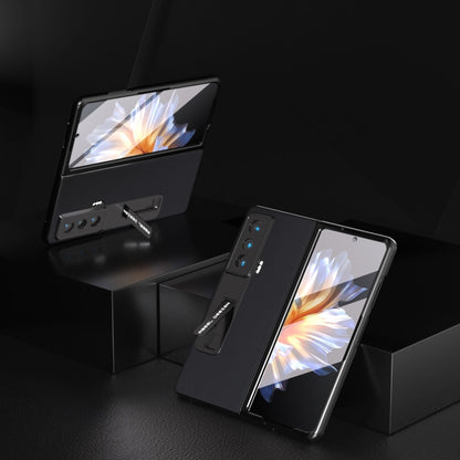 For Honor Magic Vs ABEEL Integrated Genuine Leather Silky Soft Phone Case with Holder(Black) - Honor Cases by buy2fix | Online Shopping UK | buy2fix