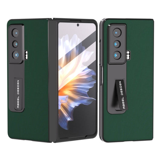 For Honor Magic Vs ABEEL Integrated Genuine Leather Silky Soft Phone Case with Holder(Green) - Honor Cases by buy2fix | Online Shopping UK | buy2fix