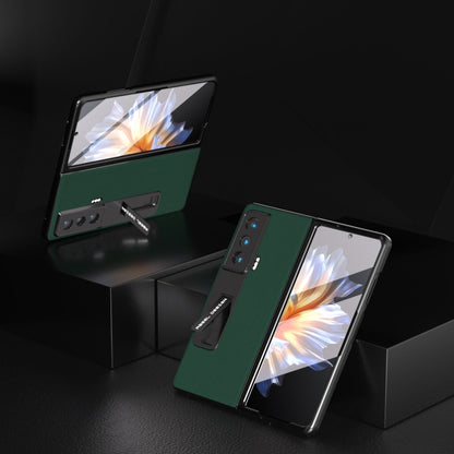 For Honor Magic Vs ABEEL Integrated Genuine Leather Silky Soft Phone Case with Holder(Green) - Honor Cases by buy2fix | Online Shopping UK | buy2fix