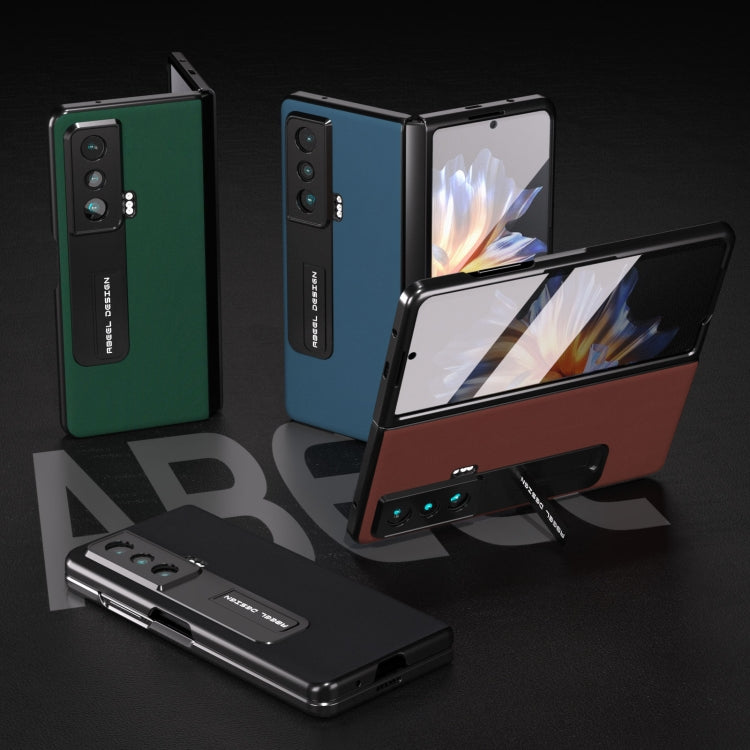 For Honor Magic Vs ABEEL Integrated Genuine Leather Silky Soft Phone Case with Holder(Coffee) - Honor Cases by buy2fix | Online Shopping UK | buy2fix