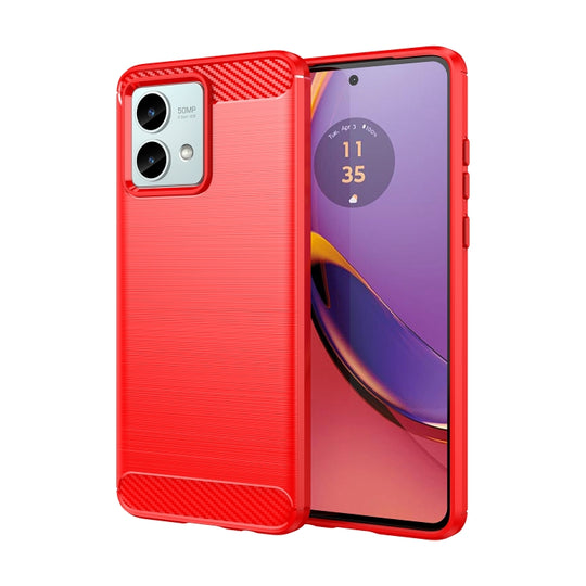 For Motorola Moto G84 Brushed Texture Carbon Fiber TPU Phone Case(Red)