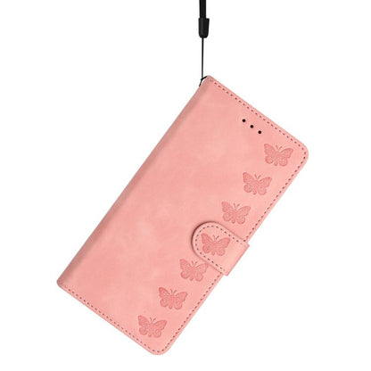 For iPhone 16e Seven Butterflies Embossed Leather Phone Case(Pink) - iPhone 16e Cases by buy2fix | Online Shopping UK | buy2fix