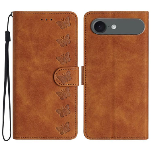 For iPhone Air Seven Butterflies Embossed Leather Phone Case(Brown) - iPhone Air Cases by buy2fix | Online Shopping UK | buy2fix