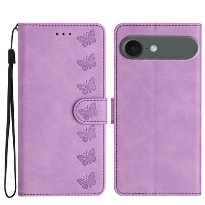 For iPhone Air Seven Butterflies Embossed Leather Phone Case(Purple) - iPhone Air Cases by buy2fix | Online Shopping UK | buy2fix