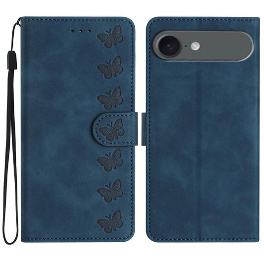 For iPhone Air Seven Butterflies Embossed Leather Phone Case(Blue) - iPhone Air Cases by buy2fix | Online Shopping UK | buy2fix