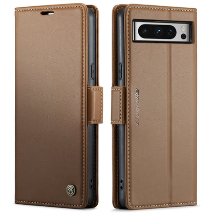 For Google Pixel 8 Pro CaseMe 023 Butterfly Buckle Litchi Texture RFID Anti-theft Leather Phone Case(Brown) by CaseMe