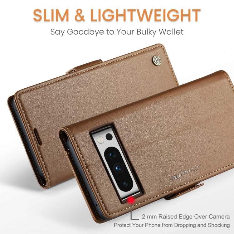 For Google Pixel 8 Pro CaseMe 023 Butterfly Buckle Litchi Texture RFID Anti-theft Leather Phone Case(Brown) by CaseMe