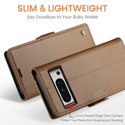 For Google Pixel 8 Pro CaseMe 023 Butterfly Buckle Litchi Texture RFID Anti-theft Leather Phone Case(Brown) by CaseMe