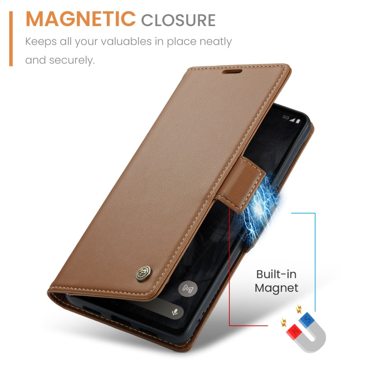 For Google Pixel 8 Pro CaseMe 023 Butterfly Buckle Litchi Texture RFID Anti-theft Leather Phone Case(Brown) by CaseMe
