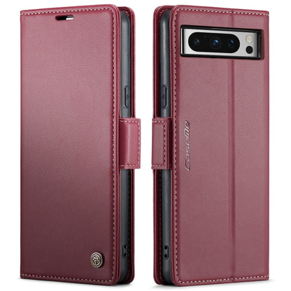 For Google Pixel 8 Pro CaseMe 023 Butterfly Buckle Litchi Texture RFID Anti-theft Leather Phone Case(Wine Red) by CaseMe