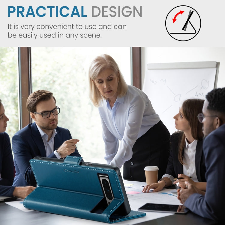 For Google Pixel 8 Pro CaseMe 023 Butterfly Buckle Litchi Texture RFID Anti-theft Leather Phone Case(Blue) by CaseMe