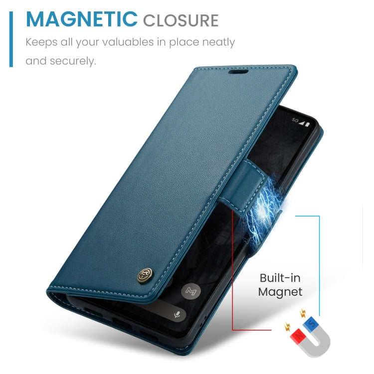 For Google Pixel 8 Pro CaseMe 023 Butterfly Buckle Litchi Texture RFID Anti-theft Leather Phone Case(Blue) by CaseMe