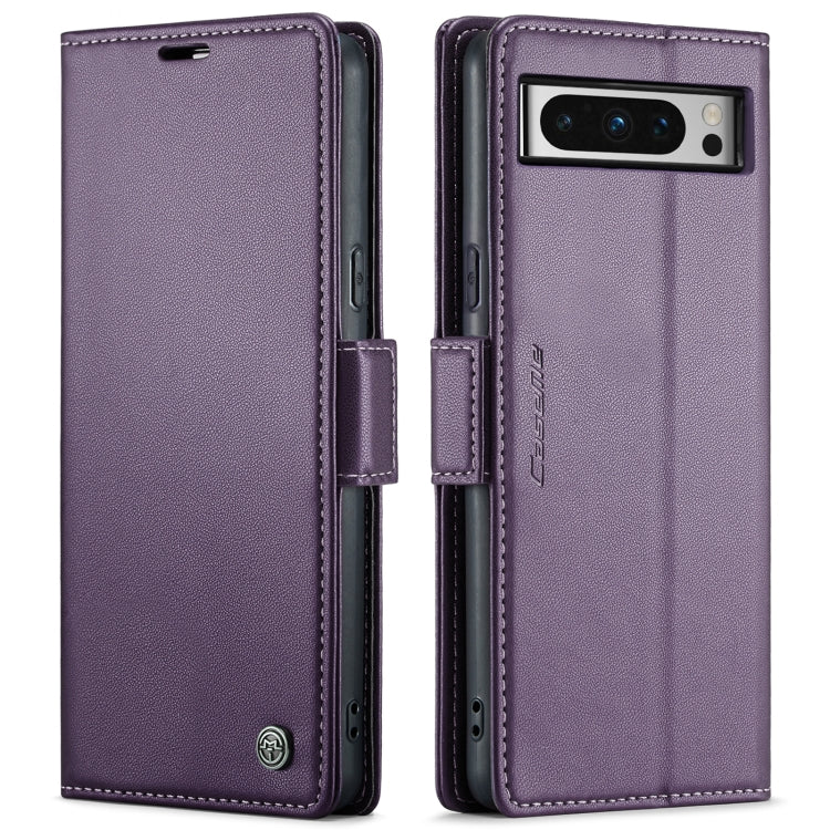 For Google Pixel 8 Pro CaseMe 023 Butterfly Buckle Litchi Texture RFID Anti-theft Leather Phone Case(Pearly Purple) by CaseMe