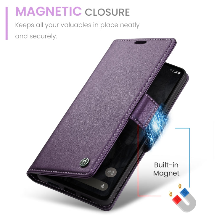 For Google Pixel 8 Pro CaseMe 023 Butterfly Buckle Litchi Texture RFID Anti-theft Leather Phone Case(Pearly Purple) by CaseMe