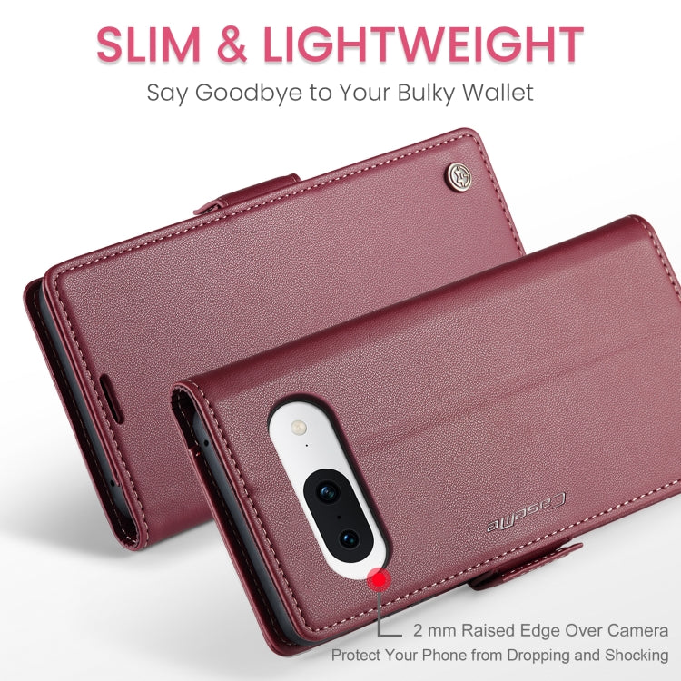 For Google Pixel 8a CaseMe 023 Butterfly Buckle Litchi Texture RFID Anti-theft Leather Phone Case(Wine Red) by CaseMe