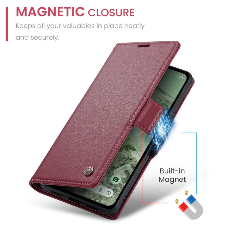 For Google Pixel 8a CaseMe 023 Butterfly Buckle Litchi Texture RFID Anti-theft Leather Phone Case(Wine Red) by CaseMe