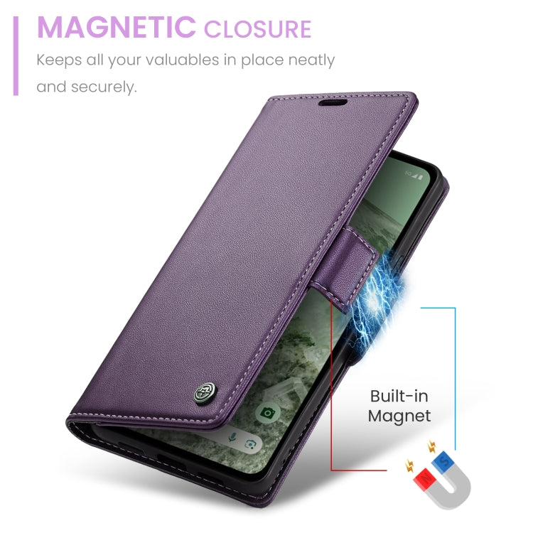 For Google Pixel 8a CaseMe 023 Butterfly Buckle Litchi Texture RFID Anti-theft Leather Phone Case(Pearly Purple) - Google Cases by CaseMe | Online Shopping UK | buy2fix