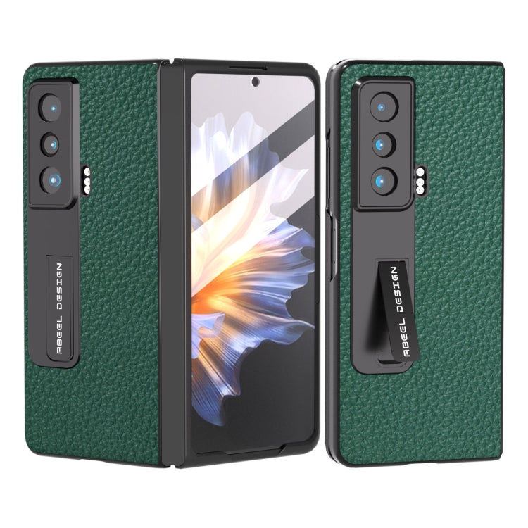 For Honor Magic Vs Integrated Genuine Leather Litchi Texture Phone Case with Holder(Green) - Honor Cases by buy2fix | Online Shopping UK | buy2fix