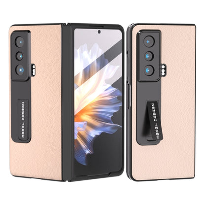 For Honor Magic Vs Integrated Genuine Leather + PC Litchi Texture Phone Case with Holder(Pink Gold) - Honor Cases by buy2fix | Online Shopping UK | buy2fix