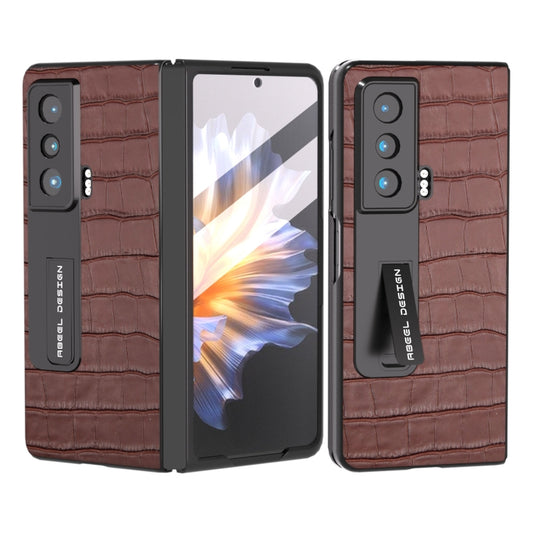 For Honor Magic Vs Integrated Crocodile Texture Genuine Leather Phone Case(Brown) - Honor Cases by buy2fix | Online Shopping UK | buy2fix