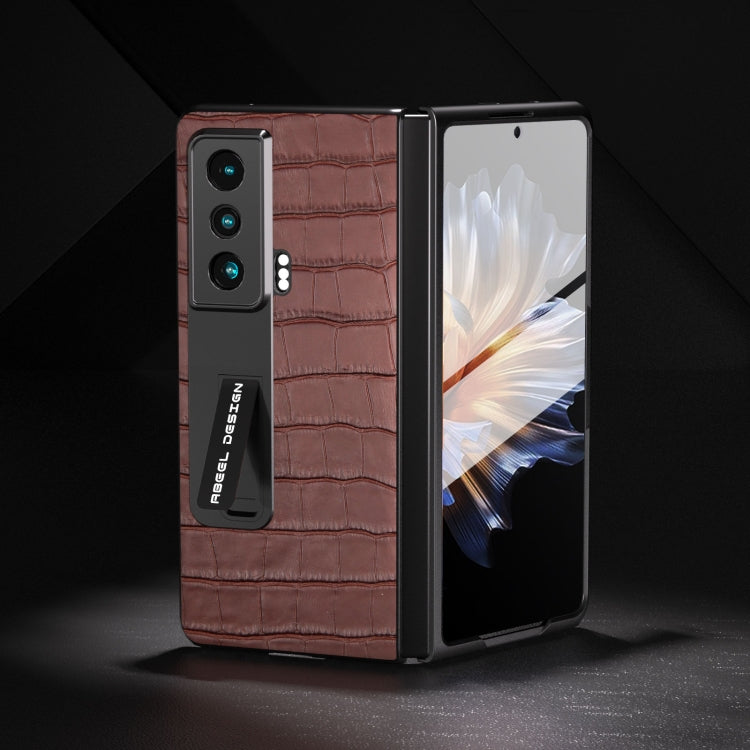 For Honor Magic Vs Integrated Crocodile Texture Genuine Leather Phone Case(Brown) - Honor Cases by buy2fix | Online Shopping UK | buy2fix