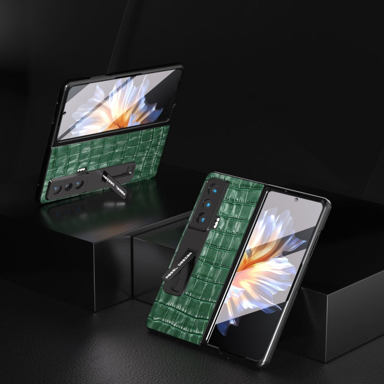 For Honor Magic Vs Integrated Crocodile Texture Genuine Leather Phone Case(Green) - Honor Cases by buy2fix | Online Shopping UK | buy2fix