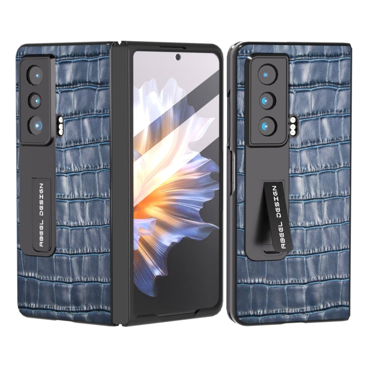 For Honor Magic Vs Integrated Crocodile Texture Genuine Leather Phone Case(Blue) - Honor Cases by buy2fix | Online Shopping UK | buy2fix