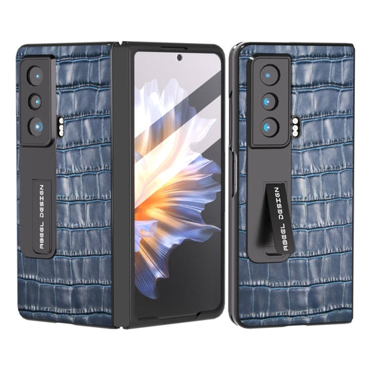 For Honor Magic Vs Integrated Crocodile Texture Genuine Leather Phone Case(Blue) - Honor Cases by buy2fix | Online Shopping UK | buy2fix