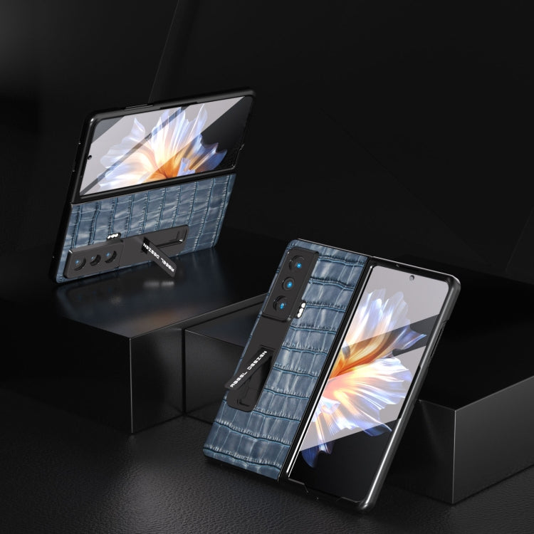 For Honor Magic Vs Integrated Crocodile Texture Genuine Leather Phone Case(Blue) - Honor Cases by buy2fix | Online Shopping UK | buy2fix