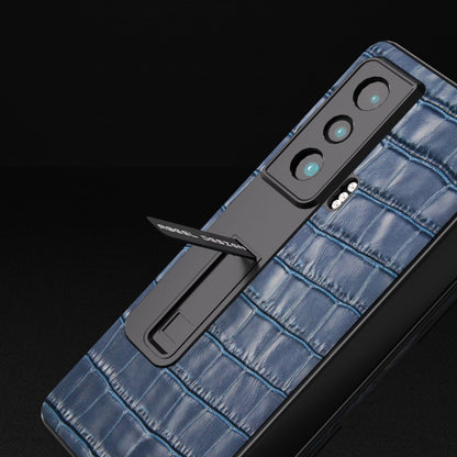 For Honor Magic Vs Integrated Crocodile Texture Genuine Leather Phone Case(Blue) - Honor Cases by buy2fix | Online Shopping UK | buy2fix
