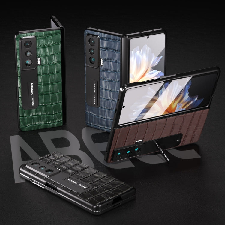 For Honor Magic Vs Integrated Crocodile Texture Genuine Leather Phone Case(Blue) - Honor Cases by buy2fix | Online Shopping UK | buy2fix