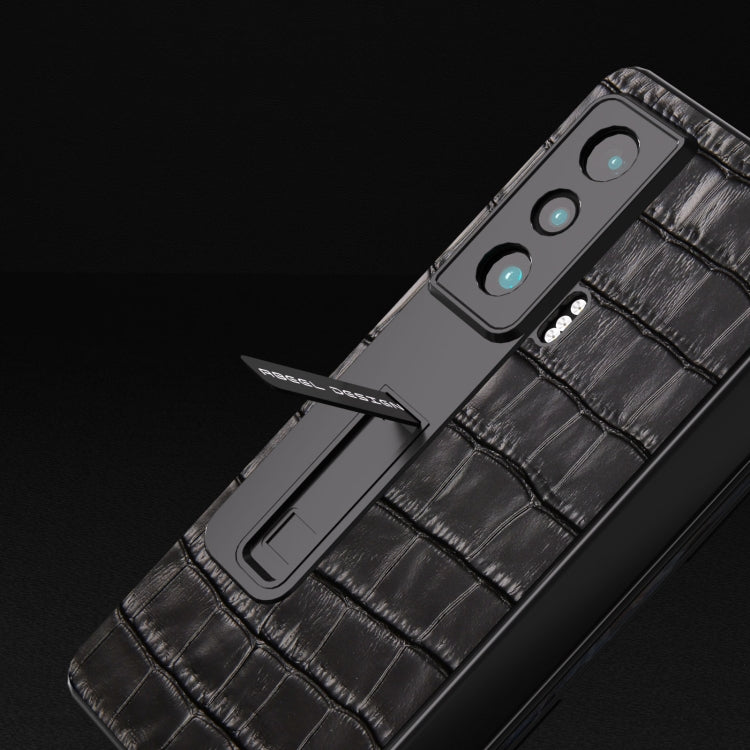 For Honor Magic Vs Integrated Crocodile Texture Genuine Leather Phone Case(Black) - Honor Cases by buy2fix | Online Shopping UK | buy2fix