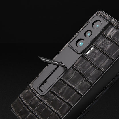 For Honor Magic Vs Integrated Crocodile Texture Genuine Leather Phone Case(Black) - Honor Cases by buy2fix | Online Shopping UK | buy2fix