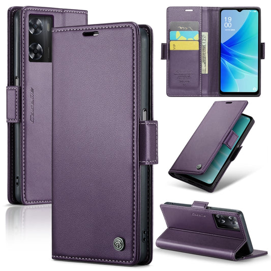 For OPPO A77 4G Global / A57e 4G CaseMe 023 Butterfly Buckle Litchi Texture RFID Anti-theft Leather Phone Case(Pearly Purple) by CaseMe