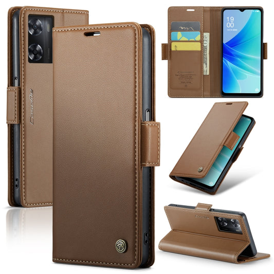 For OPPO A77s CaseMe 023 Butterfly Buckle Litchi Texture RFID Anti-theft Leather Phone Case(Brown) by CaseMe
