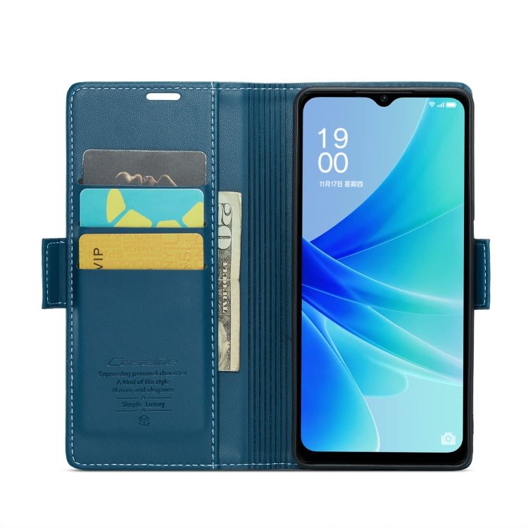 For OPPO A77s CaseMe 023 Butterfly Buckle Litchi Texture RFID Anti-theft Leather Phone Case(Blue) by CaseMe