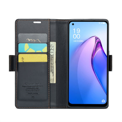 For OPPO Reno7 Z Global/Reno7 Lite Global CaseMe 023 Butterfly Buckle Litchi Texture RFID Anti-theft Leather Phone Case(Black) by CaseMe
