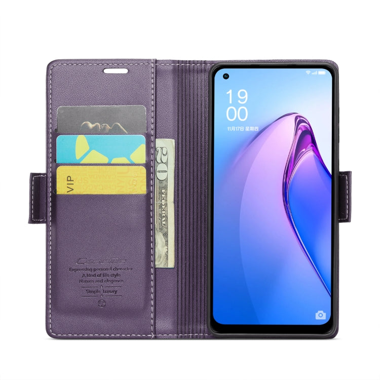 For OPPO Reno7 Z Global/Reno7 Lite Global CaseMe 023 Butterfly Buckle Litchi Texture RFID Anti-theft Leather Phone Case(Pearly Purple) by CaseMe