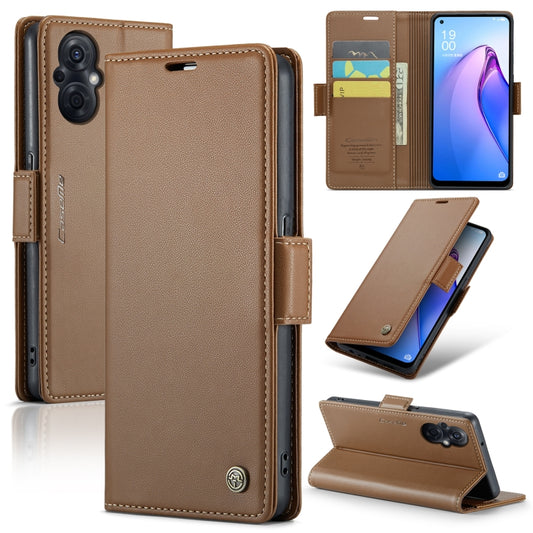 For OPPO F21 Pro 5G Globa/Reno8 Z Global CaseMe 023 Butterfly Buckle Litchi Texture RFID Anti-theft Leather Phone Case(Brown) by CaseMe