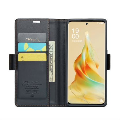 For OPPO Reno8 T 5G/A1 Pro 5G CaseMe 023 Butterfly Buckle Litchi Texture RFID Anti-theft Leather Phone Case(Black) by CaseMe