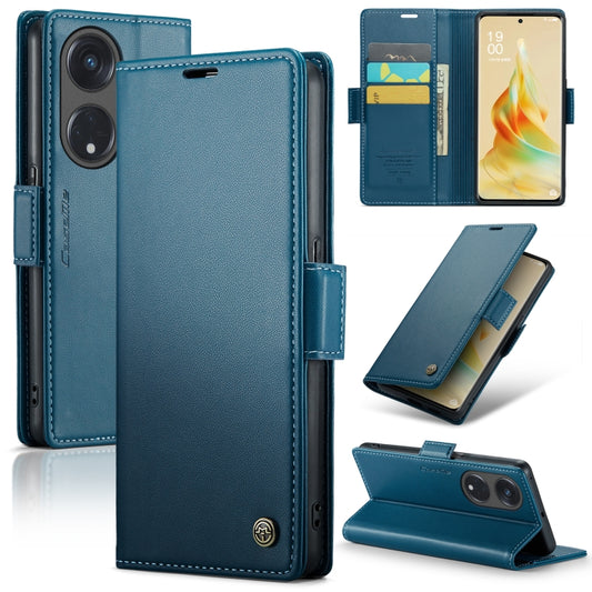 For OPPO Reno8 T 5G/A1 Pro 5G CaseMe 023 Butterfly Buckle Litchi Texture RFID Anti-theft Leather Phone Case(Blue) by CaseMe
