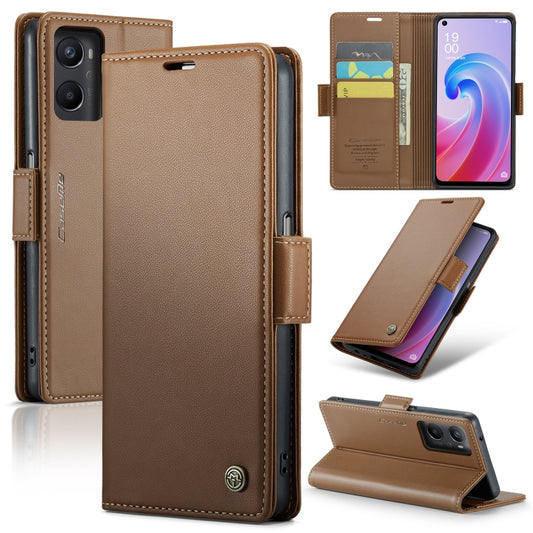 For OPPO A96 4G Global/A36 4G/K10 4G/A76 4G CaseMe 023 Butterfly Buckle Litchi Texture RFID Anti-theft Leather Phone Case(Brown) by CaseMe