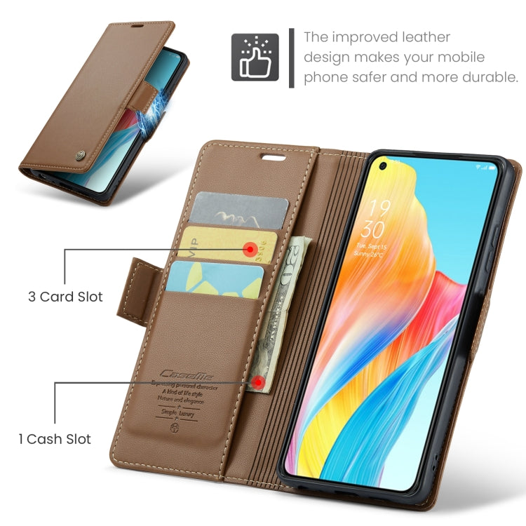 For OPPO A78 4G CaseMe 023 Butterfly Buckle Litchi Texture RFID Anti-theft Leather Phone Case(Brown) - OPPO Cases by CaseMe | Online Shopping UK | buy2fix