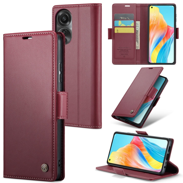 For OPPO A78 4G CaseMe 023 Butterfly Buckle Litchi Texture RFID Anti-theft Leather Phone Case(Wine Red) - OPPO Cases by CaseMe | Online Shopping UK | buy2fix