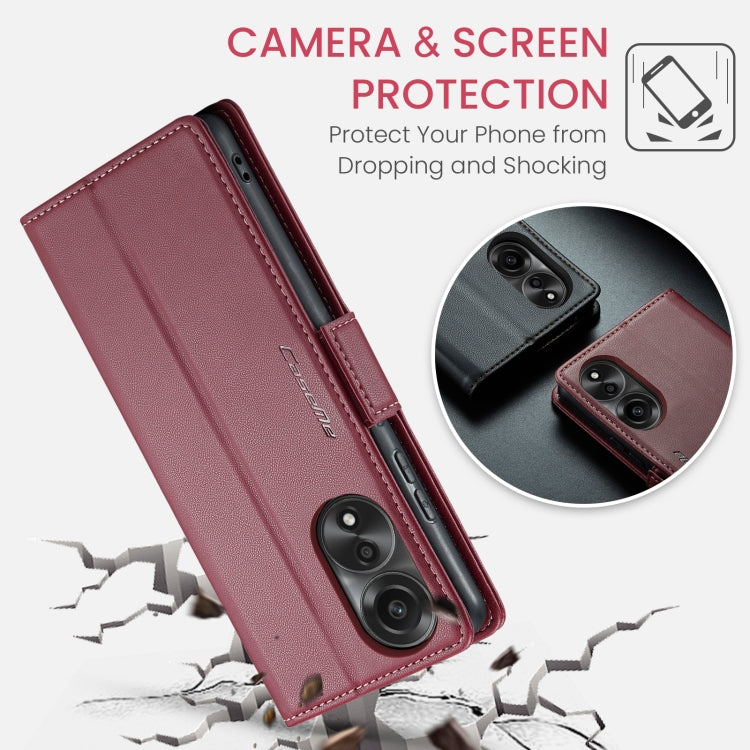 For OPPO A78 4G CaseMe 023 Butterfly Buckle Litchi Texture RFID Anti-theft Leather Phone Case(Wine Red) - OPPO Cases by CaseMe | Online Shopping UK | buy2fix