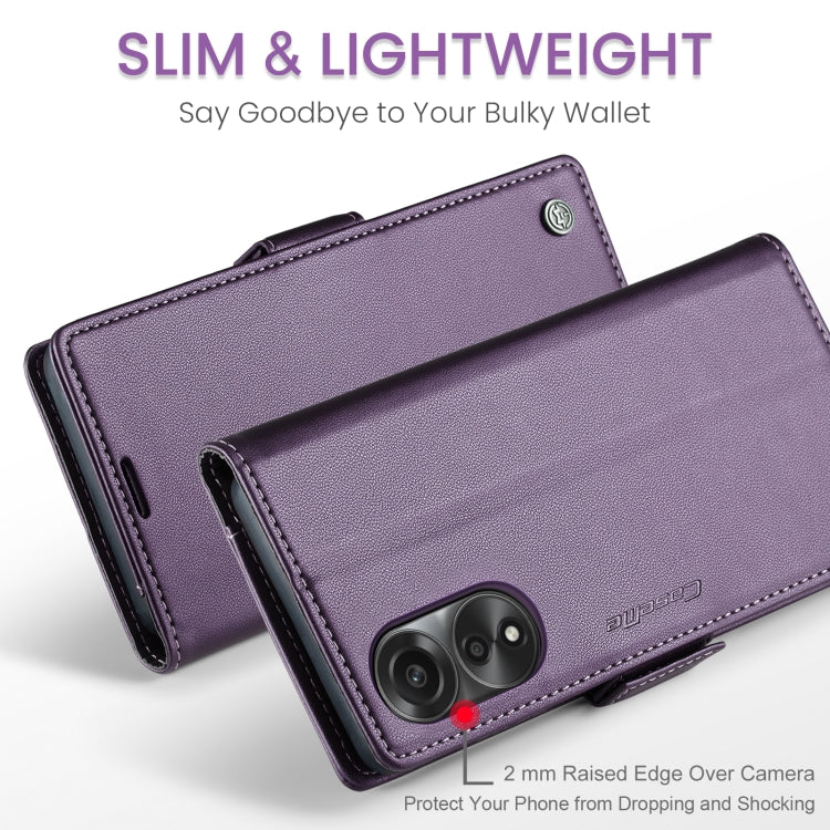 For OPPO A78 4G CaseMe 023 Butterfly Buckle Litchi Texture RFID Anti-theft Leather Phone Case(Pearly Purple) - OPPO Cases by CaseMe | Online Shopping UK | buy2fix