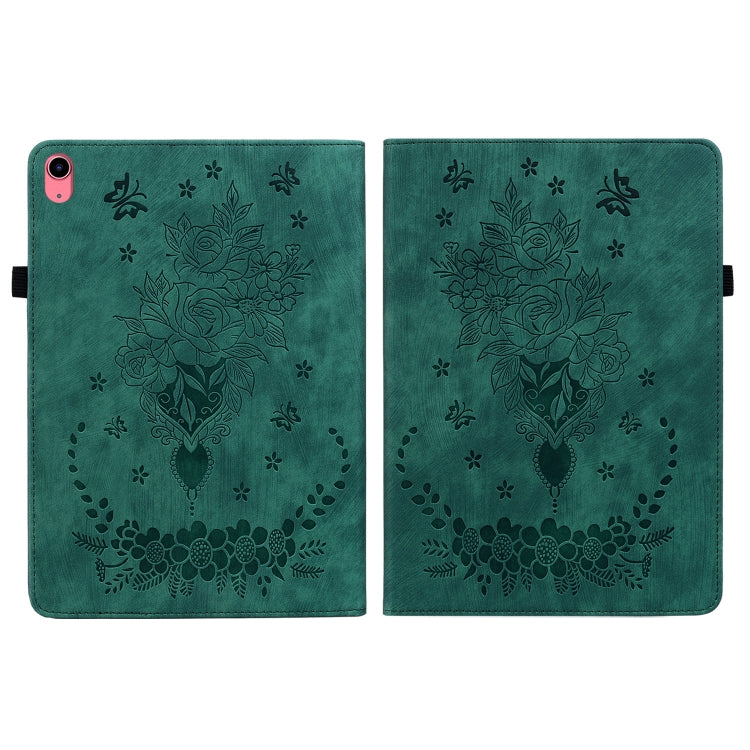 For iPad 2025 / 2022 Butterfly Rose Embossed Leather Tablet Case(Green) - iPad 2025 / 2022 Cases by buy2fix | Online Shopping UK | buy2fix