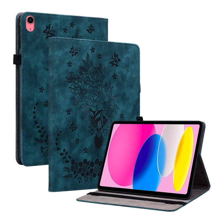 For iPad 2025 / 2022 Butterfly Rose Embossed Leather Tablet Case(Dark Blue) - iPad 2025 / 2022 Cases by buy2fix | Online Shopping UK | buy2fix