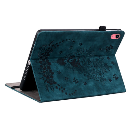 For iPad 2025 / 2022 Butterfly Rose Embossed Leather Tablet Case(Dark Blue) - iPad 2025 / 2022 Cases by buy2fix | Online Shopping UK | buy2fix