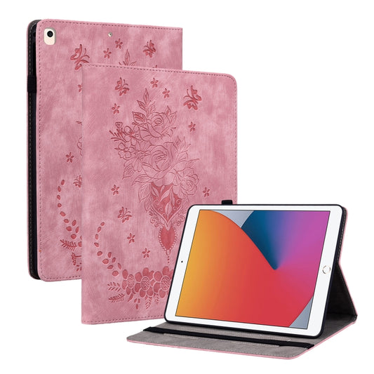 For iPad 9.7 2018 / 2017 / Air / Air 2 Butterfly Rose Embossed Leather Smart Tablet Case(Pink) - iPad 9.7 (2018) & (2017) Cases by buy2fix | Online Shopping UK | buy2fix